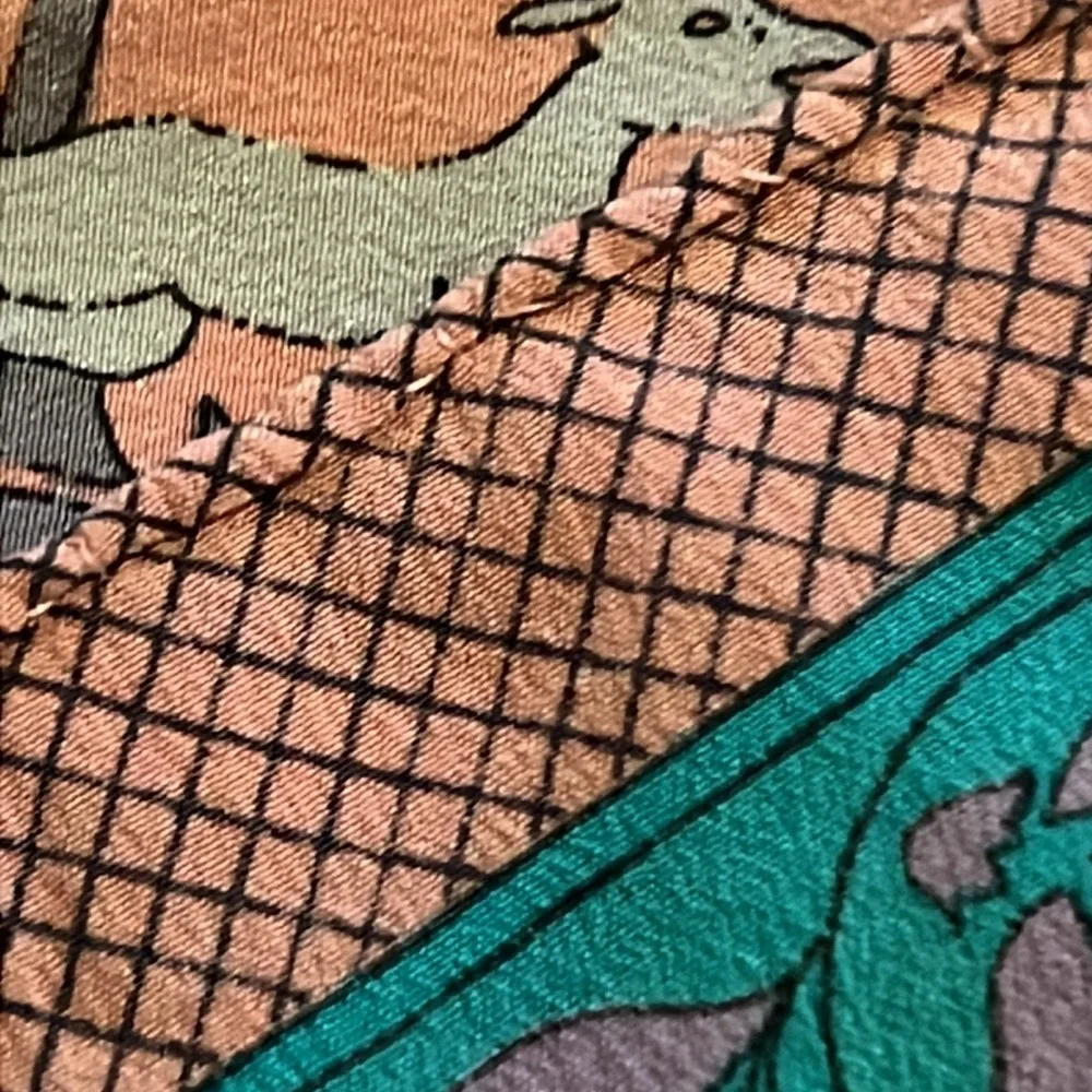 Vintage Chloe Square Silk Scarf  32” pink & turquoise
